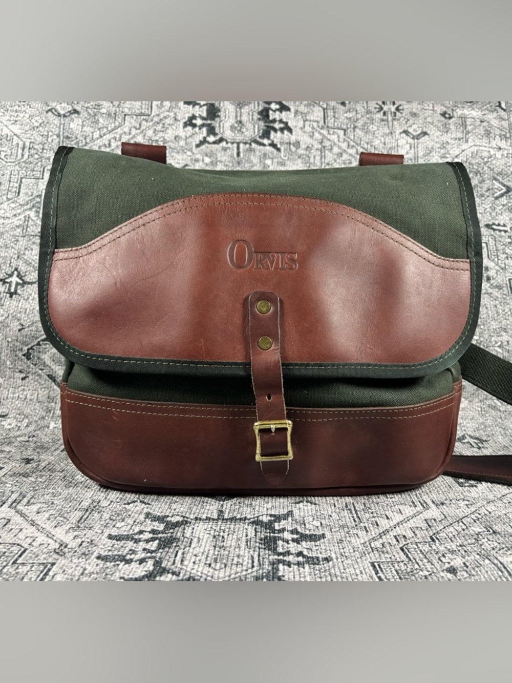 RARE! Vintage Orvis Company Canvas and Leather Messenger‎ Bag